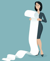 Graphic of a woman holding a really long list